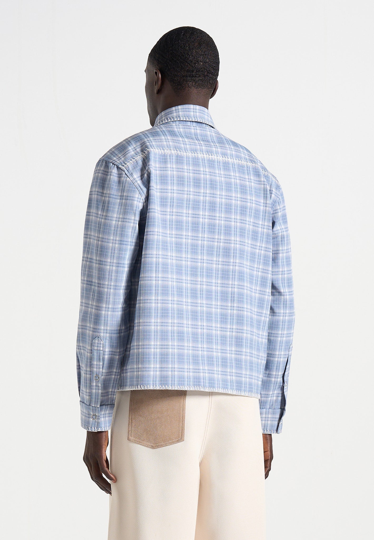 Blake - Unisex Whipstitch Check Shirt - Blue