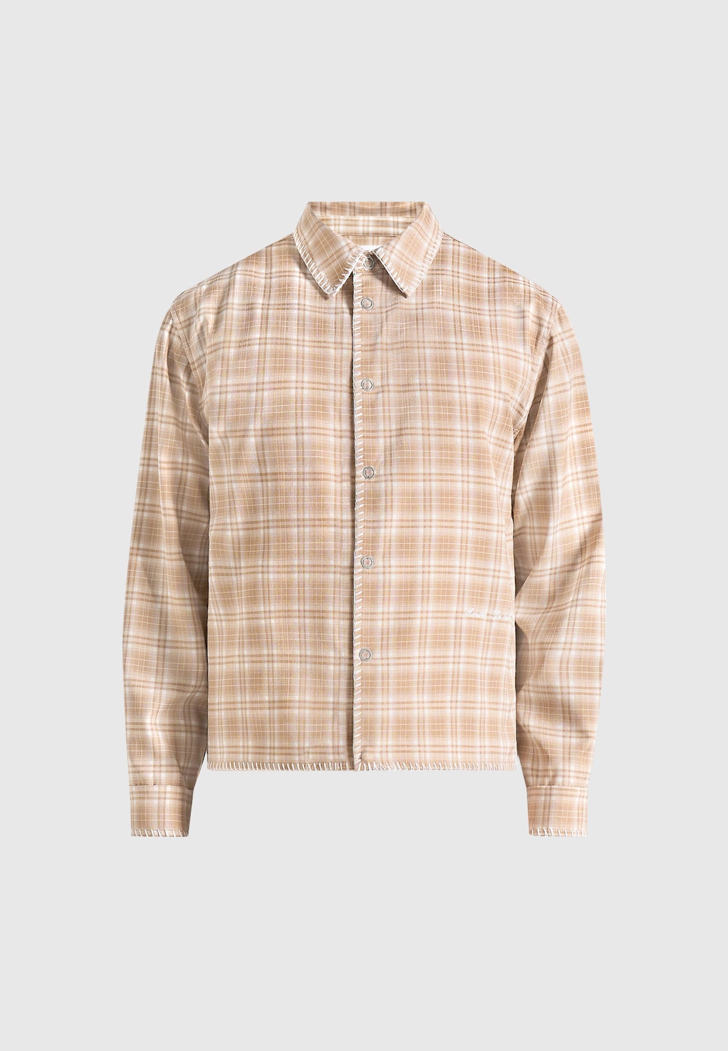 Blake - Unisex Whipstitch Check Shirt - Beige