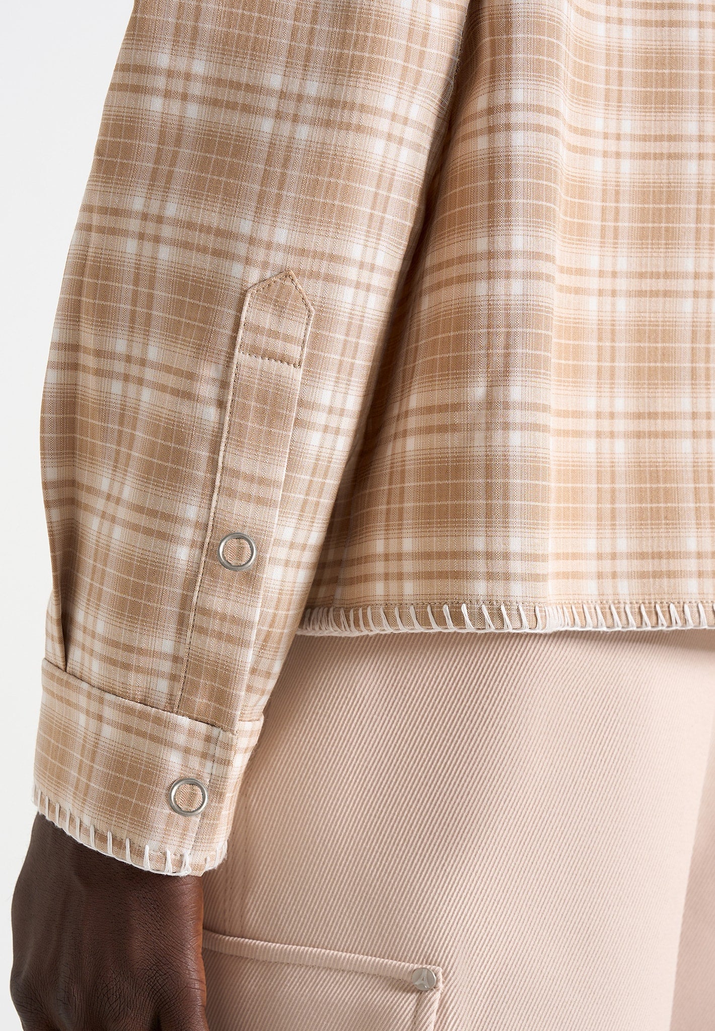 Blake - Unisex Whipstitch Check Shirt - Beige