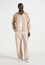 Blake - Unisex Whipstitch Check Shirt - Beige