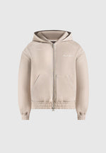 Ollie - Unisex Whipstitch Raglan Effect Zip Hoodie - Taupe