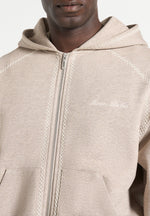 Ollie - Unisex Whipstitch Raglan Effect Zip Hoodie - Taupe