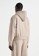 Ollie - Unisex Whipstitch Raglan Effect Zip Hoodie - Taupe