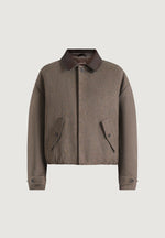 Cameron - Unisex Oversized Textured Tailored Bomber Jacket - Taupe