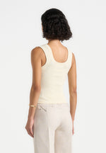 VS001 - Scoop Neck Ribbed Cotton Vest - Cream