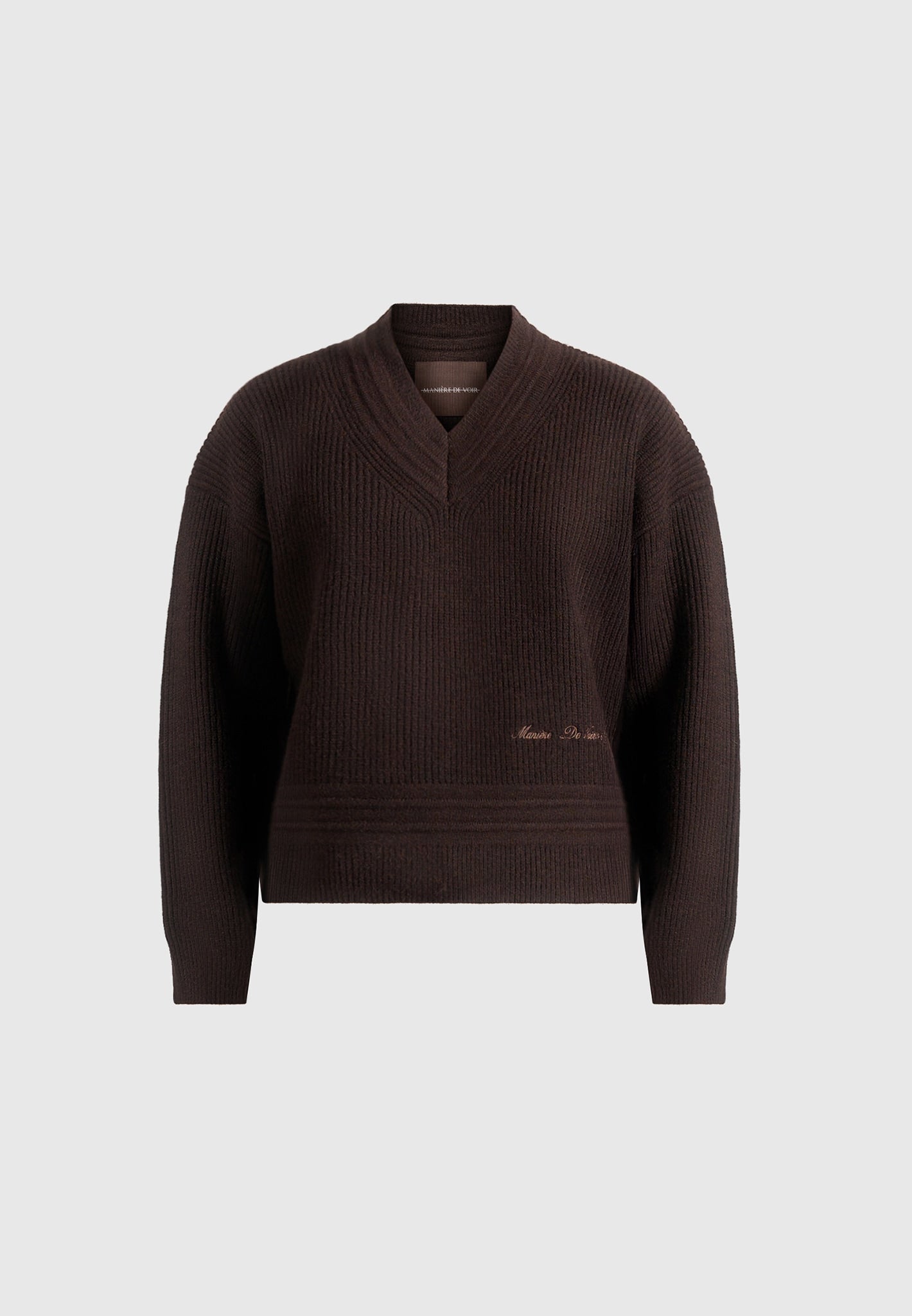 Remi - V-Neck Signature Knit Jumper - Brown