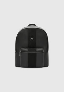 Leather Backpack with Suede Panel - Black