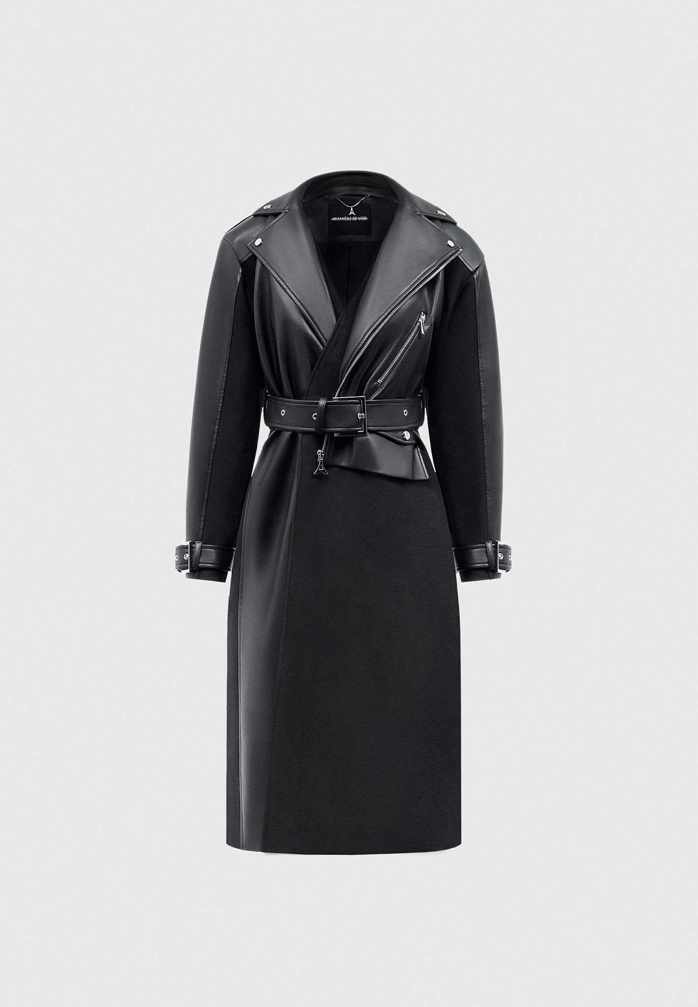 Mens biker on sale trench coat