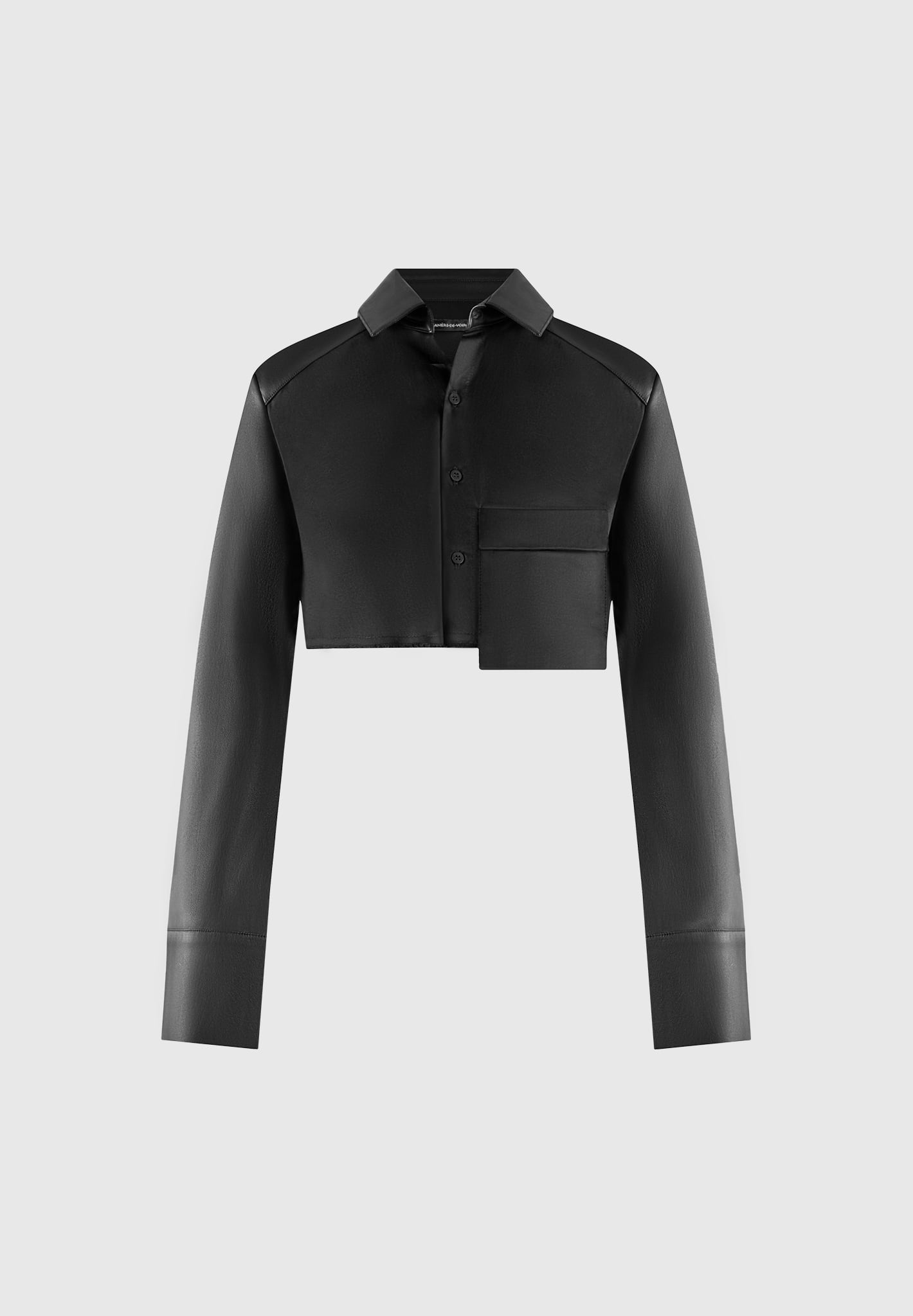 bernadette-leather-contrast-cropped-shirt-black