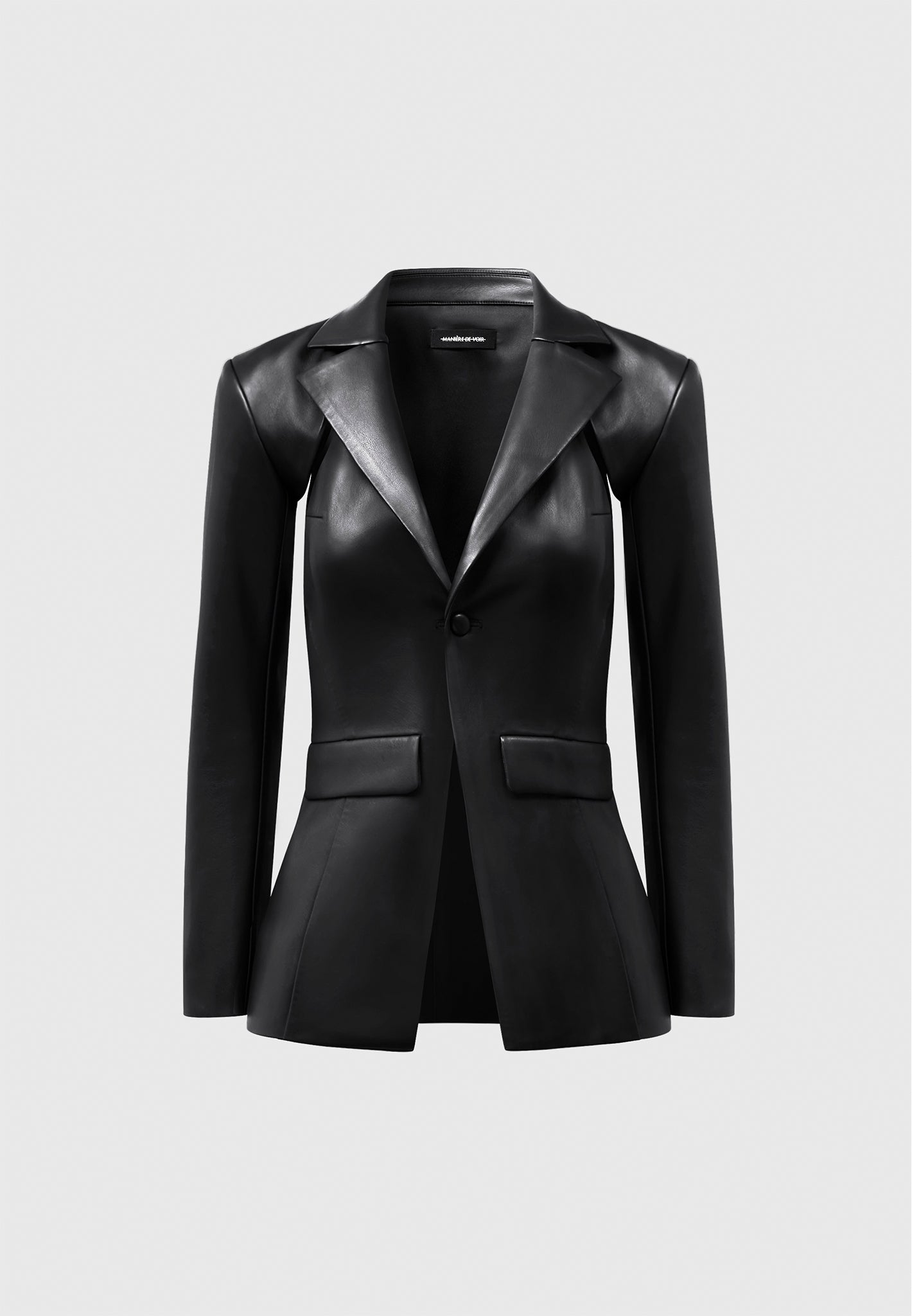 vegan-leather-cut-out-blazer-black