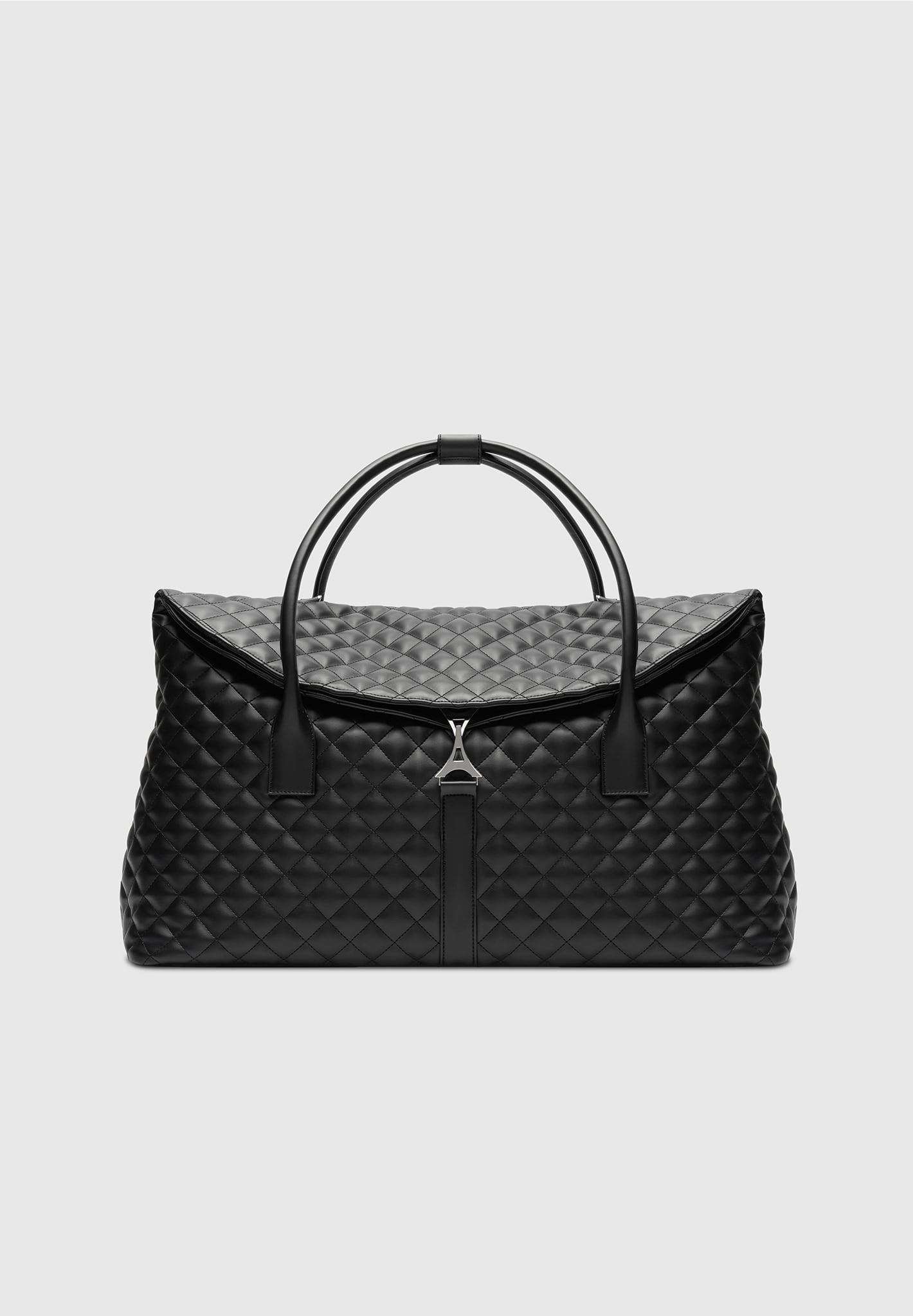 vegan-leather-diamond-quilted-travel-bag-black