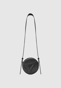 Leather Embossed Eiffel Round Bag - Black