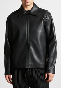 Bernard - Leather Minimal Boxy Jacket - Black