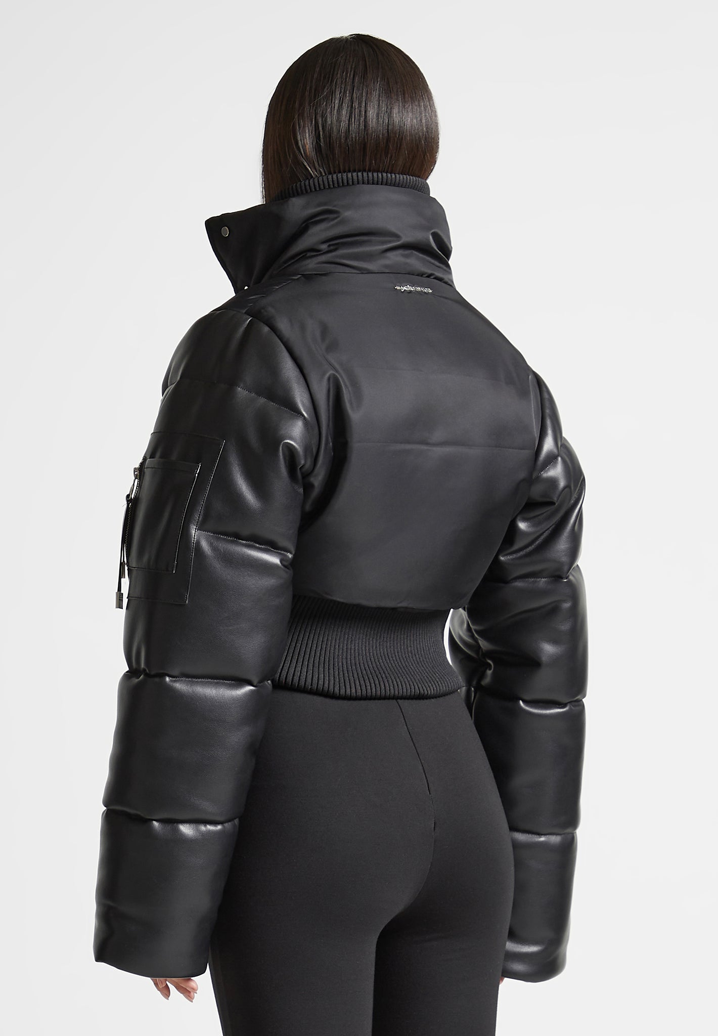 vegan-leather-and-nylon-layered-puffer-jacket-black