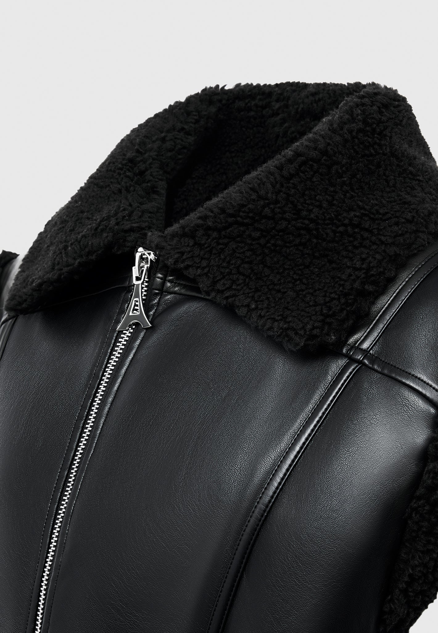 vegan-leather-and-borg-oversized-gilet-black