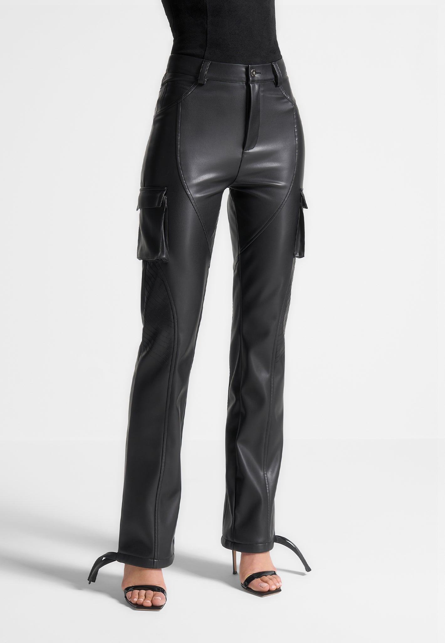 Vegan Leather Biker Trousers - Black