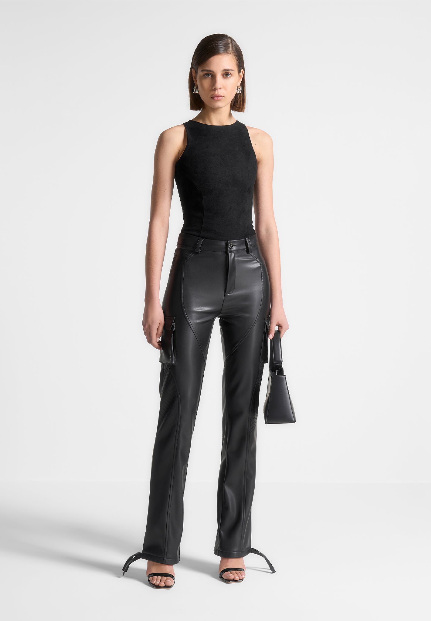 Faux leather biker sales jeans