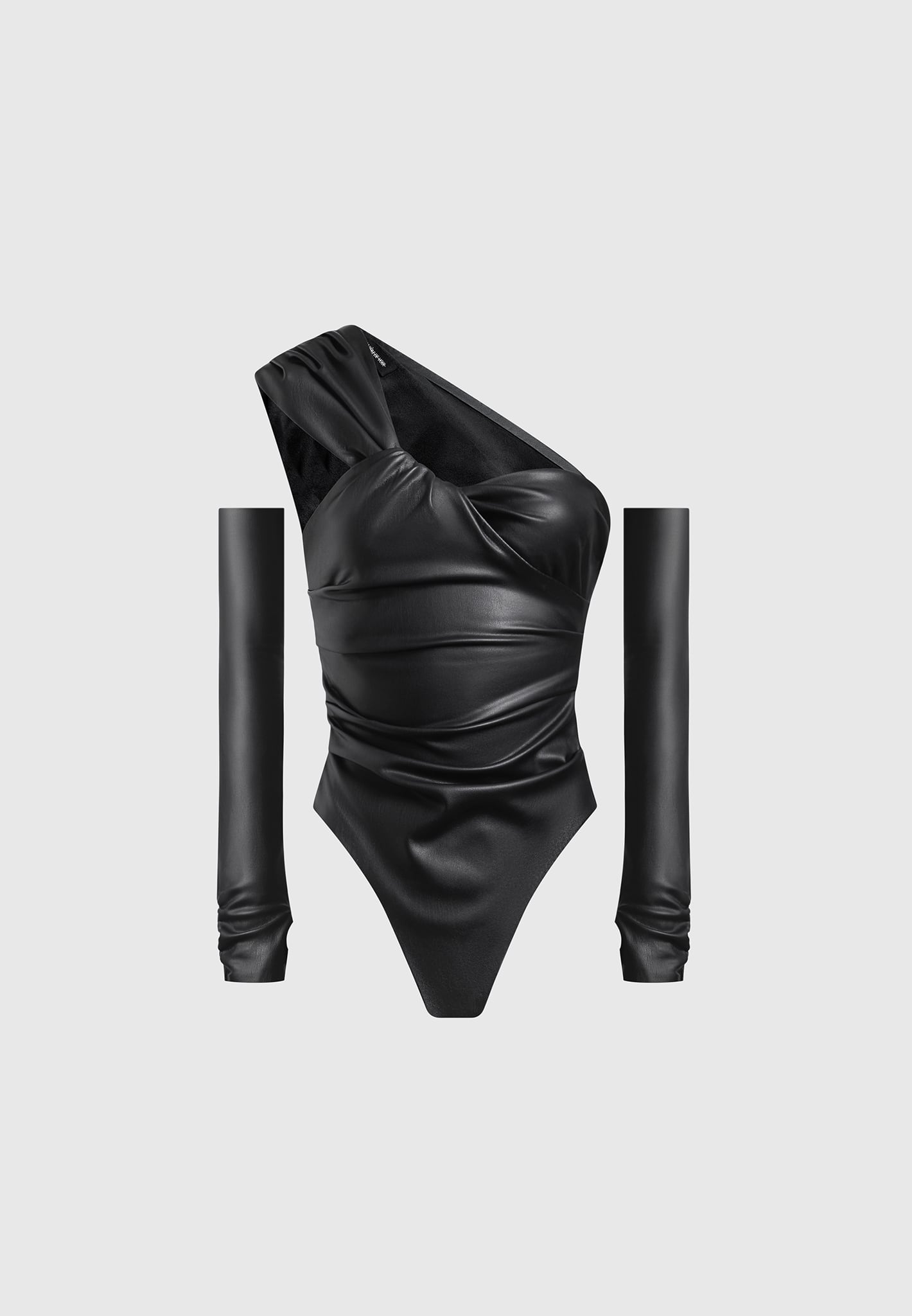 vegan-leather-gathered-bodysuit-with-sleeves-black