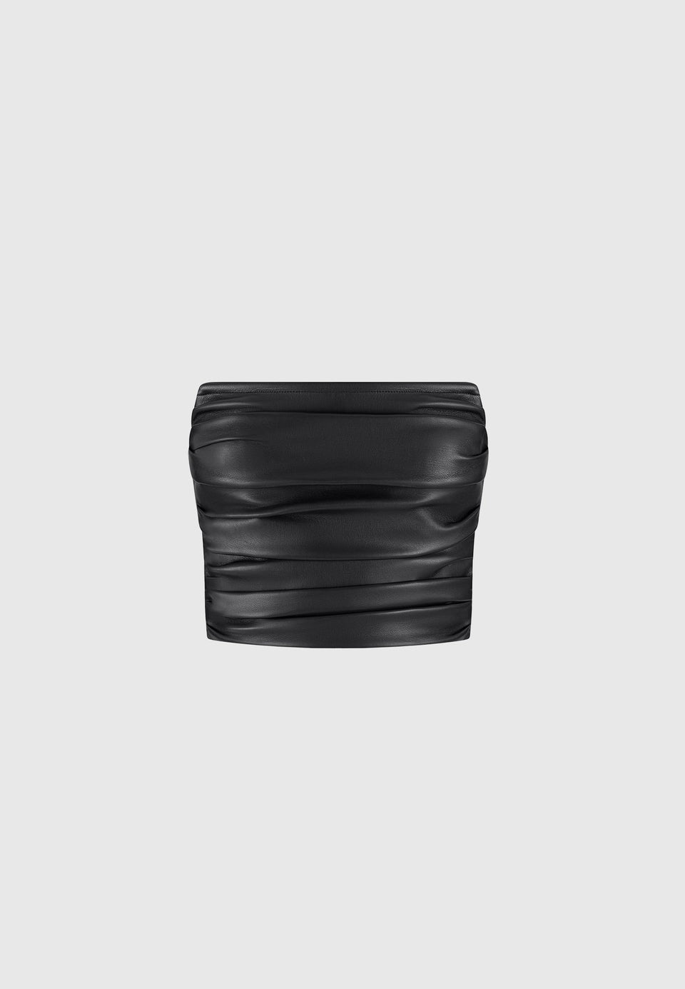 pleated-bandeau-leather-corset-top-black
