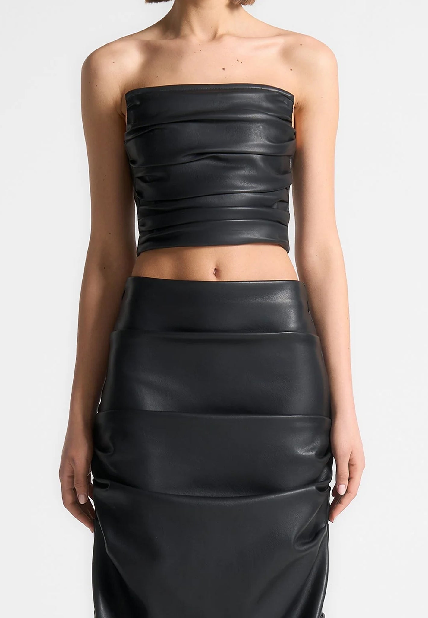 pleated-bandeau-leather-corset-top-black