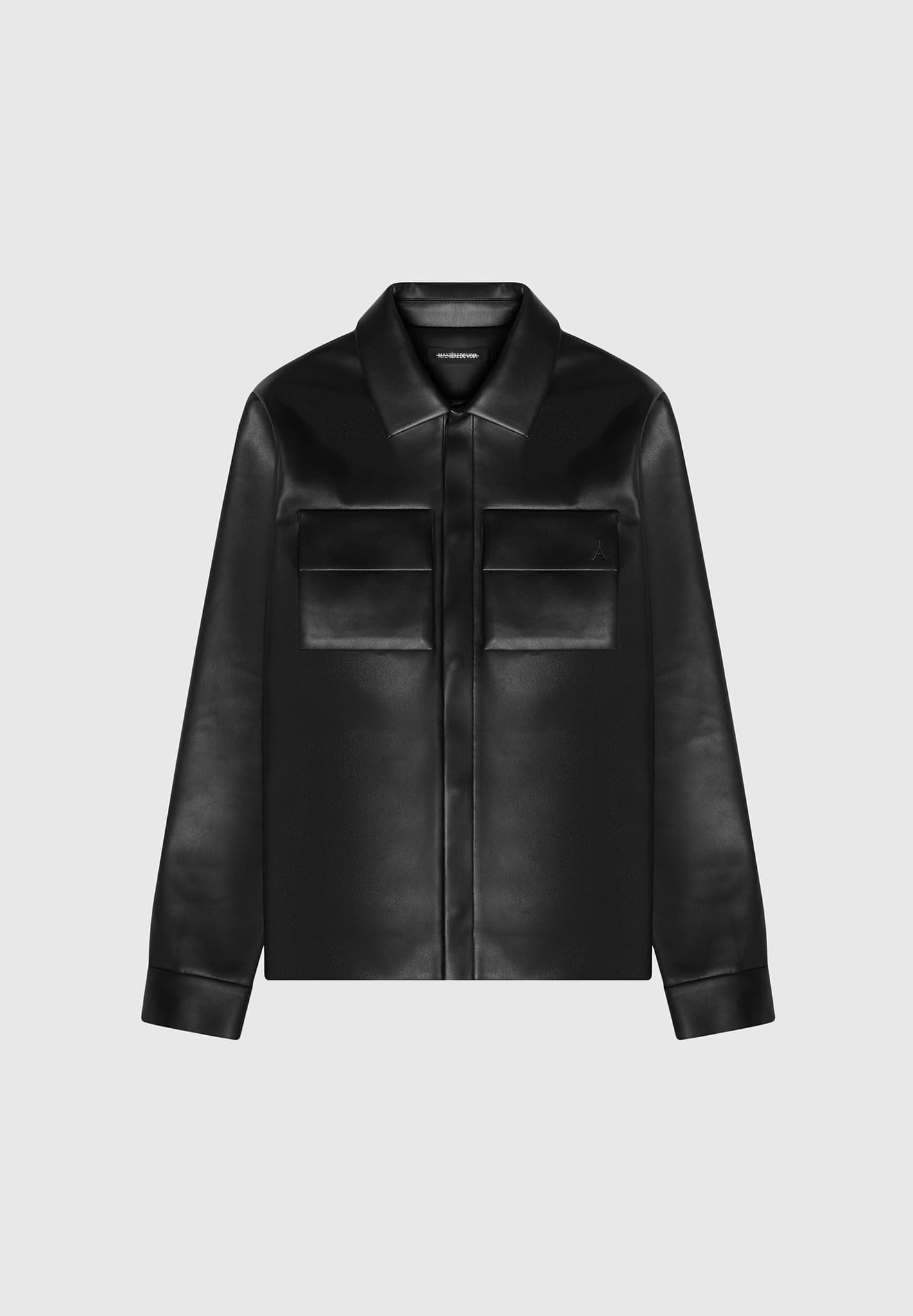 Vegan Leather Shirt Jacket - Black