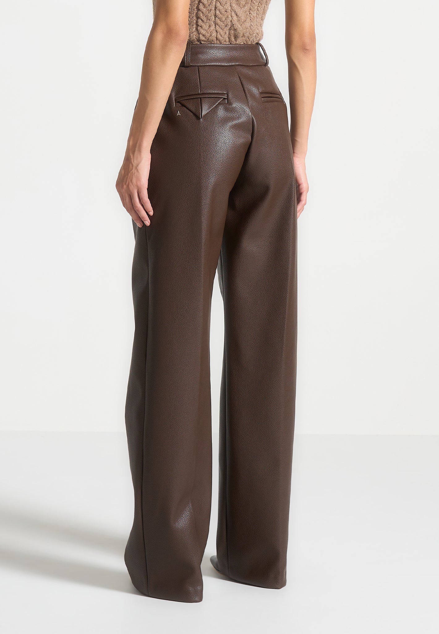 olivia-pebbled-leather-pleated-stacked-trousers-brown