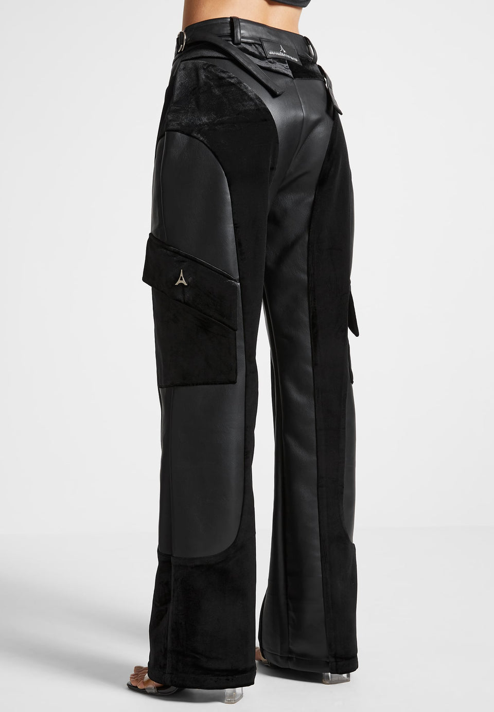 leather-and-velvet-cargo-pants-black