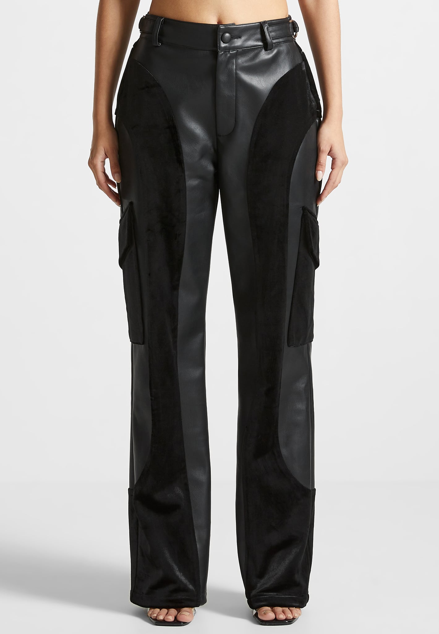 leather-and-velvet-cargo-pants-black