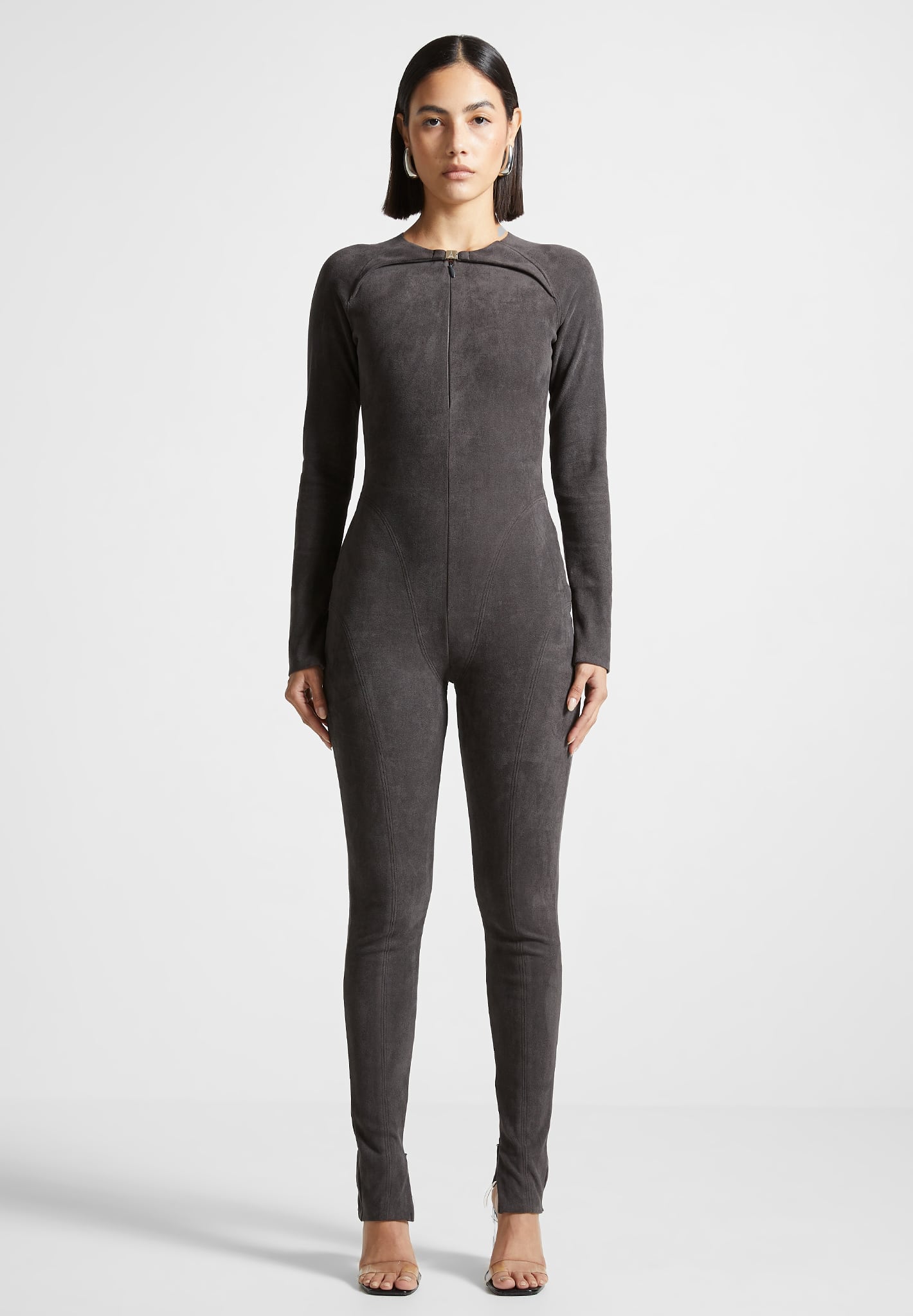 Faux suede jumpsuit outlet