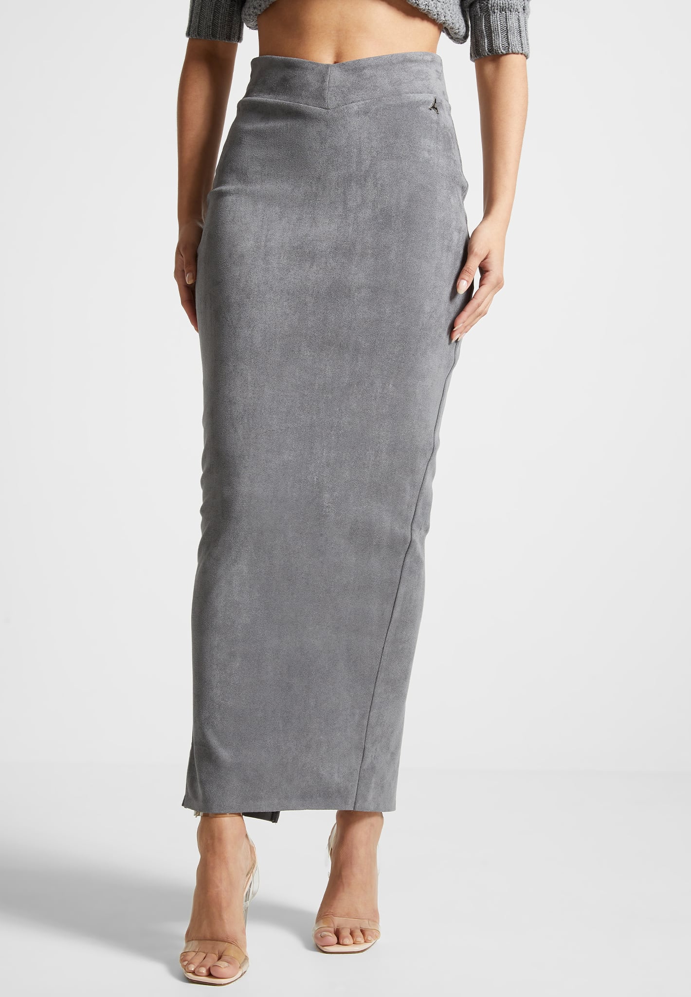 Grey faux suede pencil skirt 2025