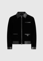 Tony - Velvet & Leather Contrast Jacket - Black