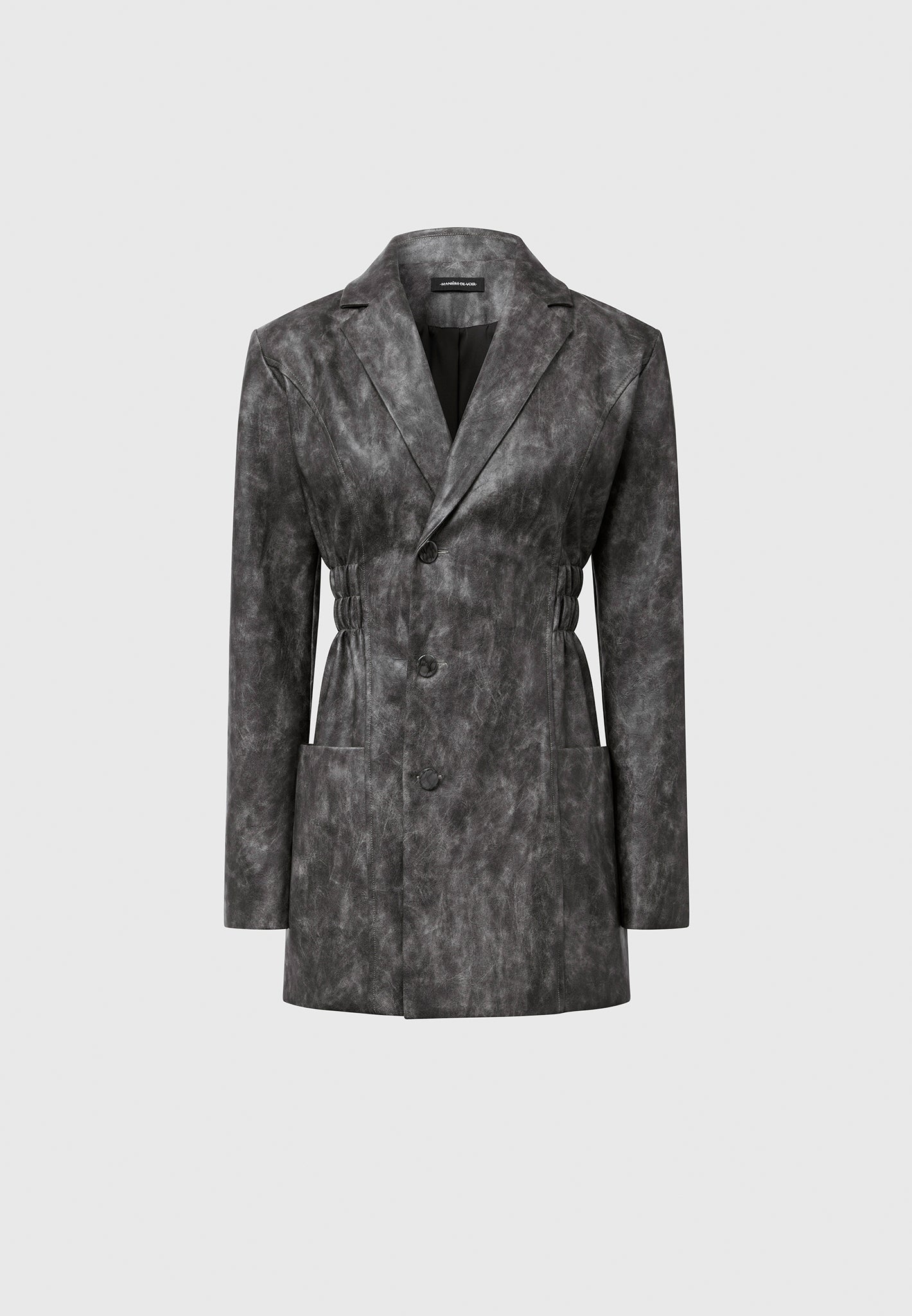 vintage-double-breasted-vegan-leather-blazer-dress-grey