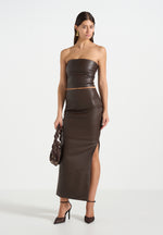 Daisy - Leather Midaxi Skirt - Brown