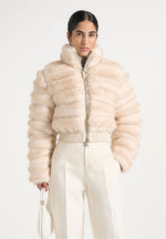 Ama - Plush Cropped Puffer Jacket - Ivory