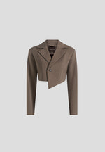 Dina - Asymmetric Tailored Cropped Blazer - Dark Taupe