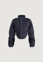 Solange - Denim Tacked Sleeve Corset Jacket - Indigo
