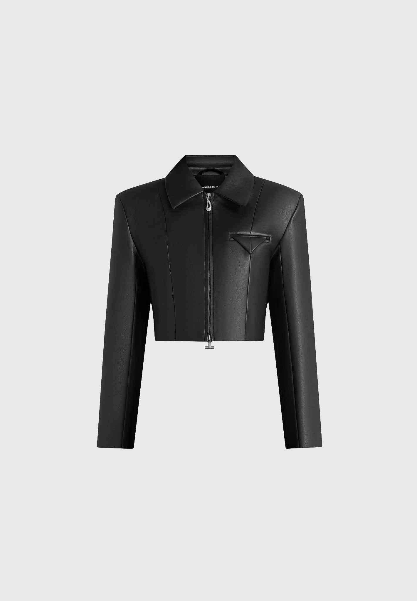 Adina - Leather Cropped Jacket - Black