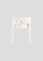 Shana - Asymmetric Bardot Top With Hardware Detail - Cream