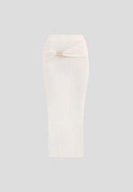 Amy - Asymmetric Midaxi Skirt With Hardware Detail - Cream
