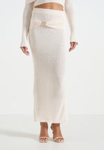 Amy - Asymmetric Midaxi Skirt With Hardware Detail - Cream