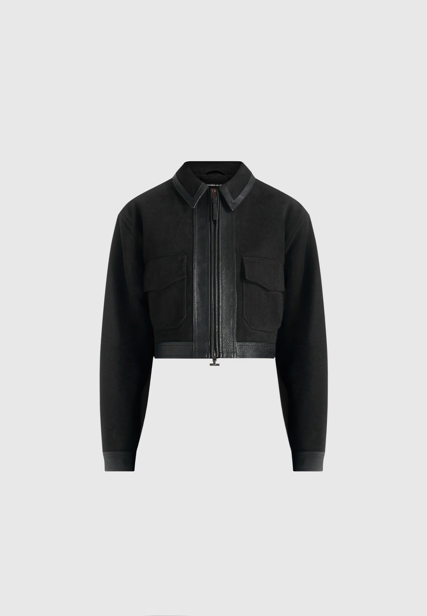 Denise - Suede & Pebbled Leather Jacket - Black