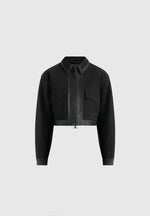 Denise - Suede & Pebbled Leather Jacket - Black
