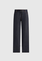 Faye - Wide Leg Denim Jeans With Ties - Indigo