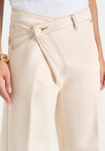 Astrid - Wrapover Wide Leg Jeans - Cream