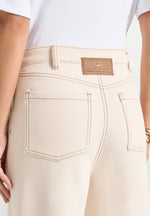 Astrid - Wrapover Wide Leg Jeans - Cream