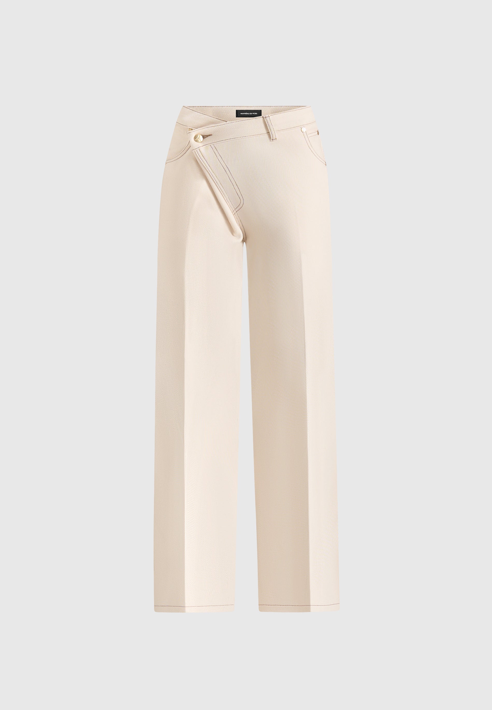 Astrid - Wrapover Wide Leg Jeans - Cream