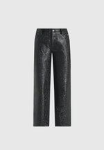 Ruth - Embossed Leather Mid Rise Trousers - Black