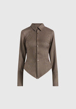Sonia - Houndstooth Cinch Shirt - Brown