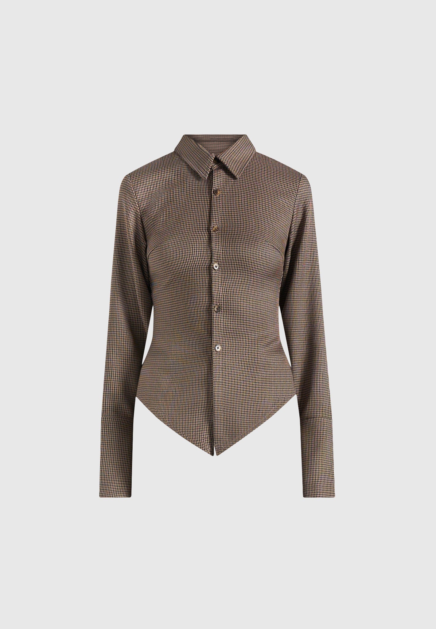 sonia-houndstooth-cinch-shirt-brown