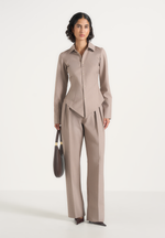 Sonia - Tailored Angled Shirt - Taupe